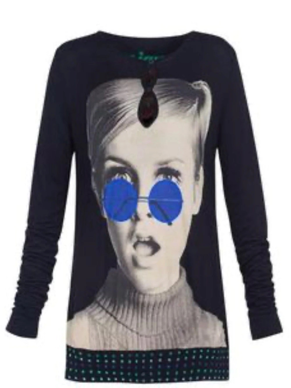 Desigual Long Sleeve Tunic Black Size Medium